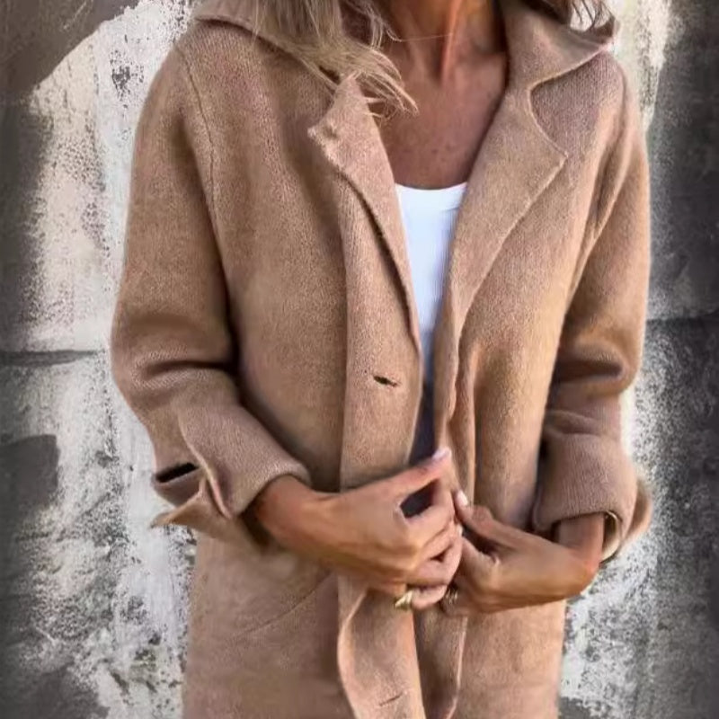 Amelie - Comfortabele Effen Mid-Length Jas voor Dames