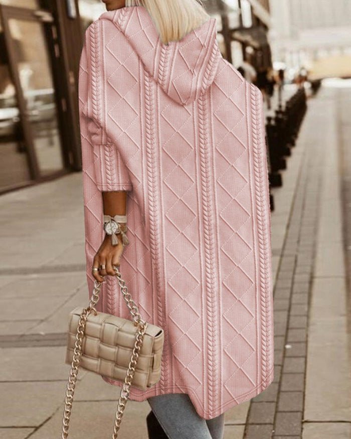 Lena - Lange Gebreide Jas met Capuchon