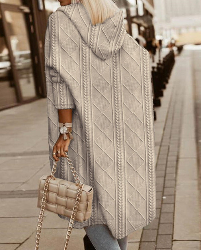 Lena - Lange Gebreide Jas met Capuchon