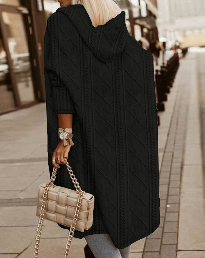 Lena - Lange Gebreide Jas met Capuchon