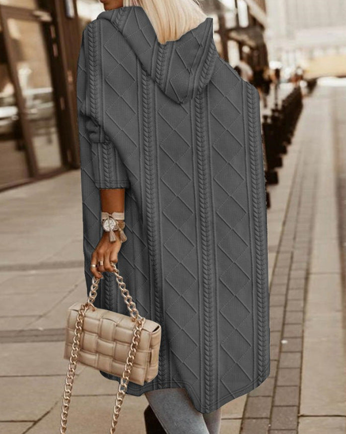 Lena - Lange Gebreide Jas met Capuchon